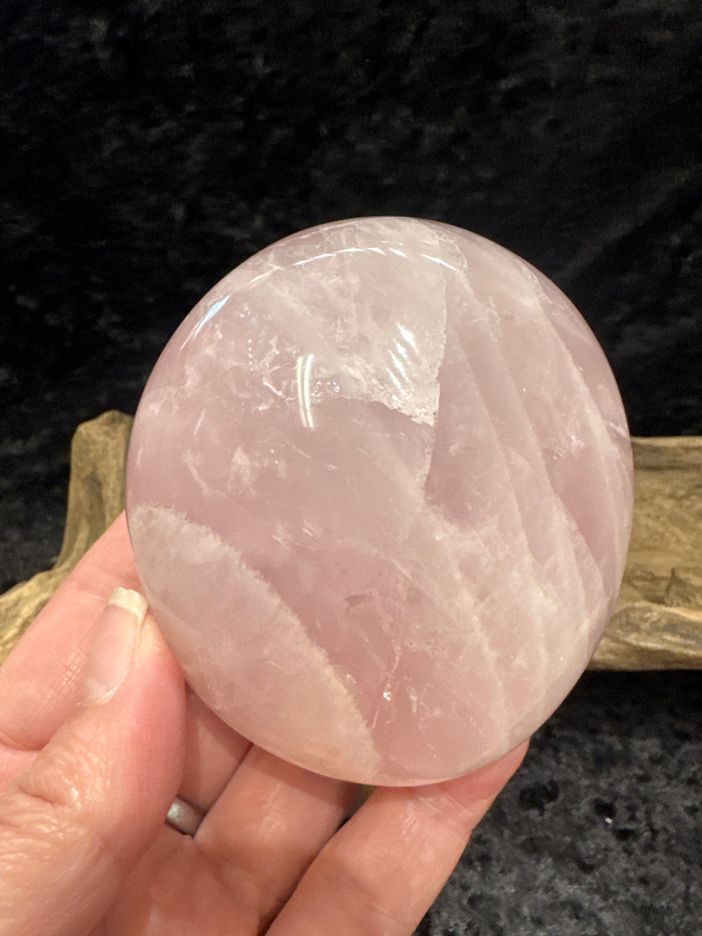 Rose quartz palm stone - large