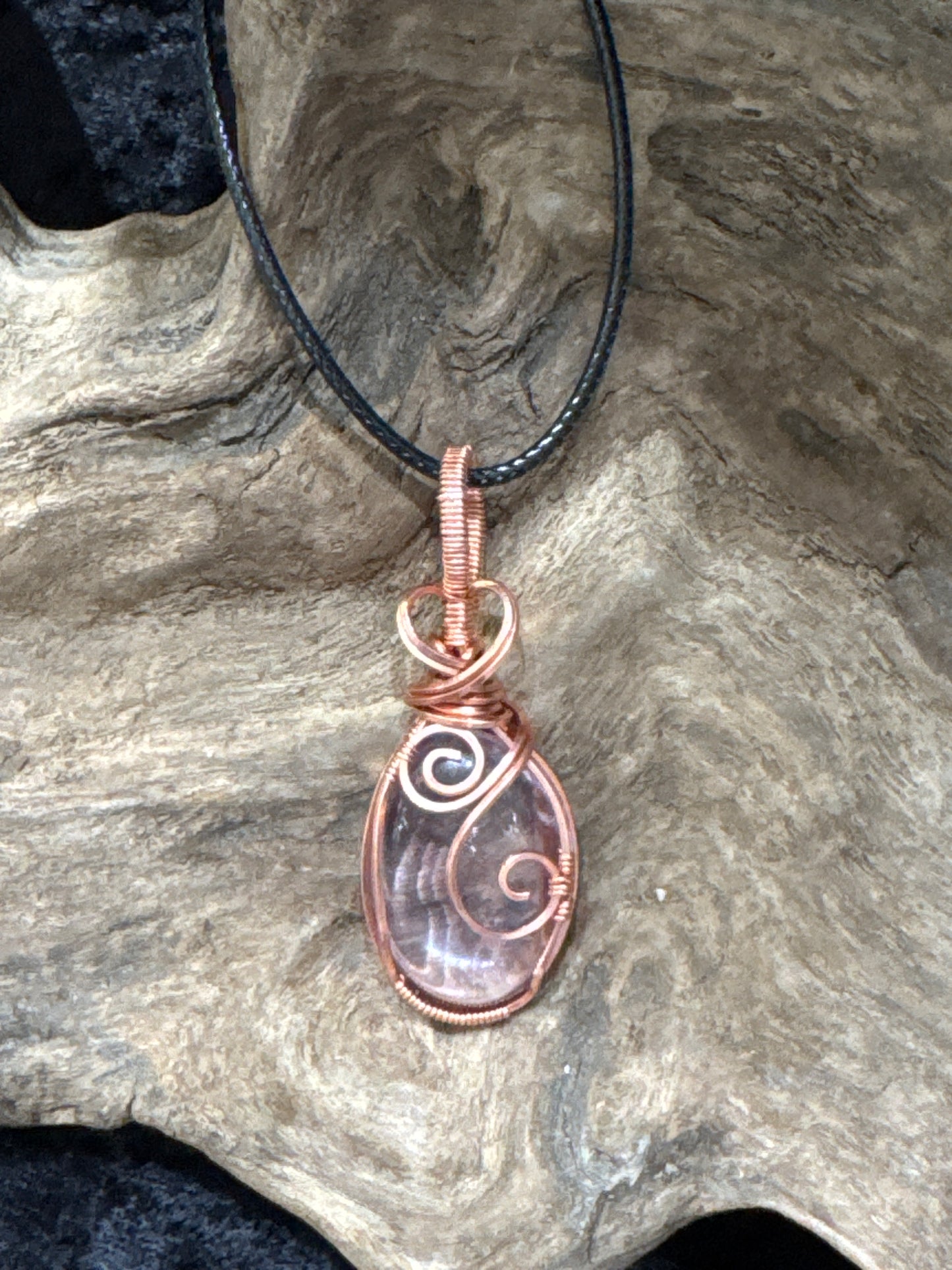 Amethyst pendant - hand wrapped in copper