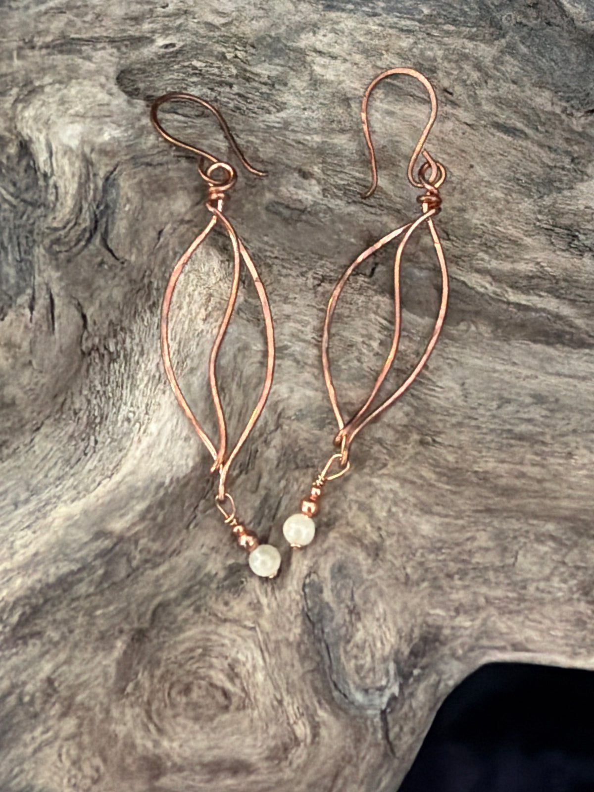 Windswept Leaves - Copper & Gemstone Earrings