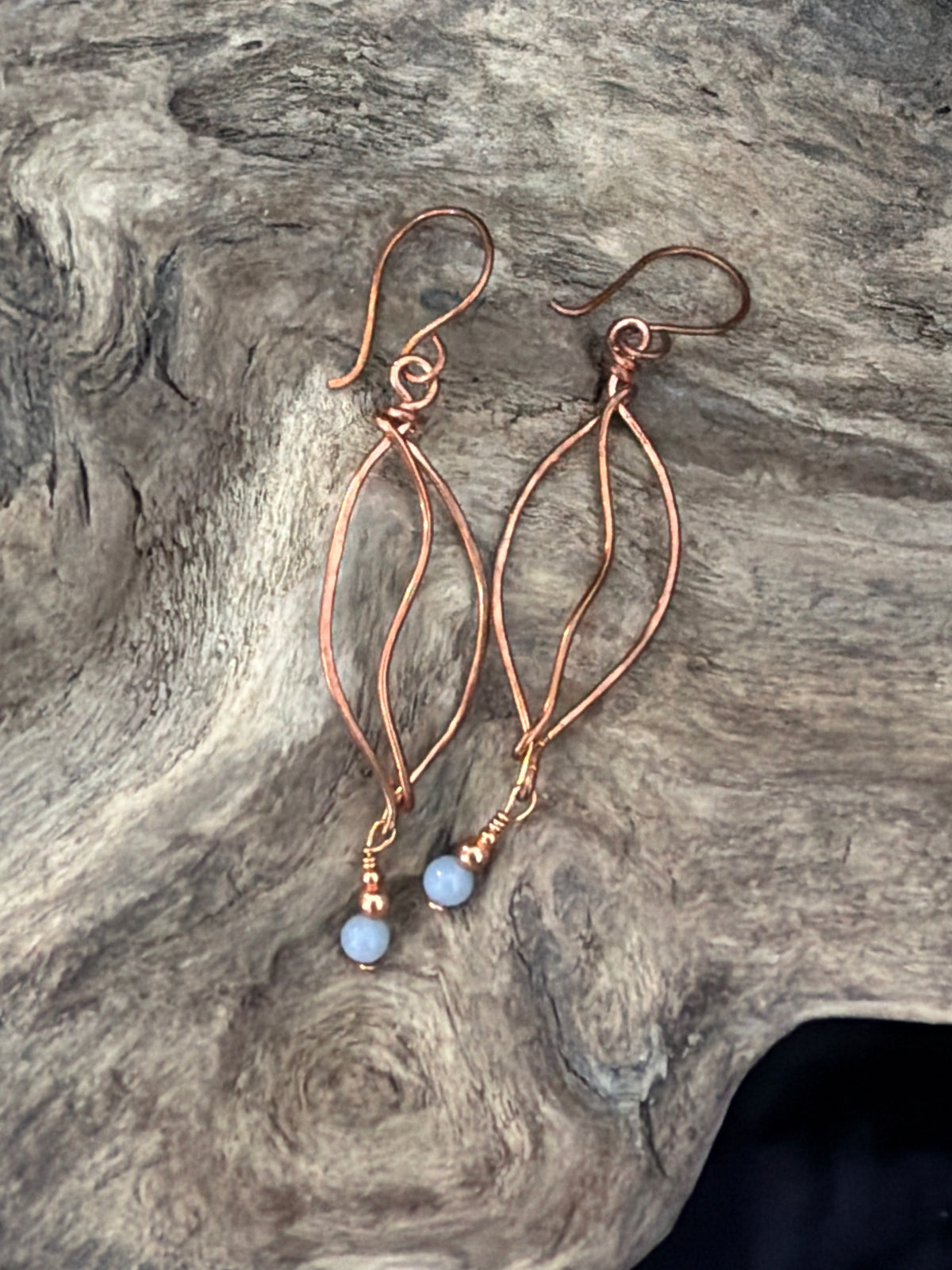 Windswept Leaves - Copper & Gemstone Earrings