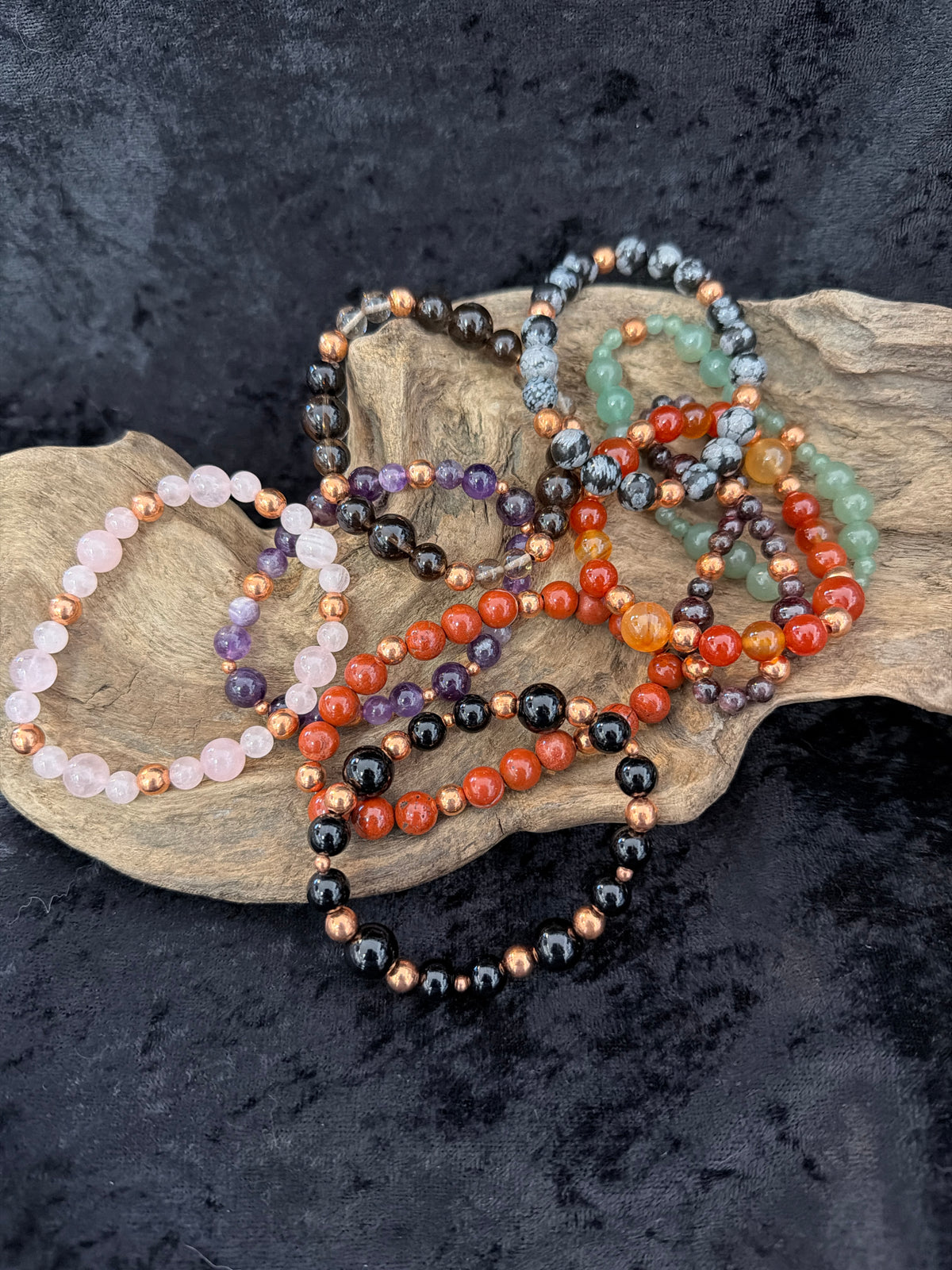 Gemstone and copper bracelets