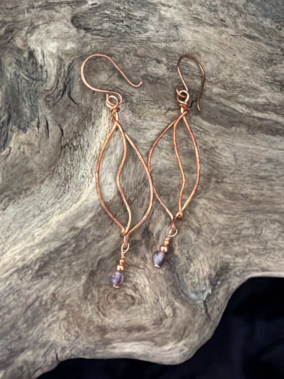 Windswept Leaves - Copper & Gemstone Earrings