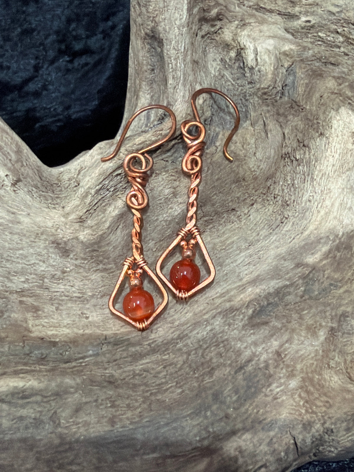 Bohemian Drops - Copper & Gemstone earrings