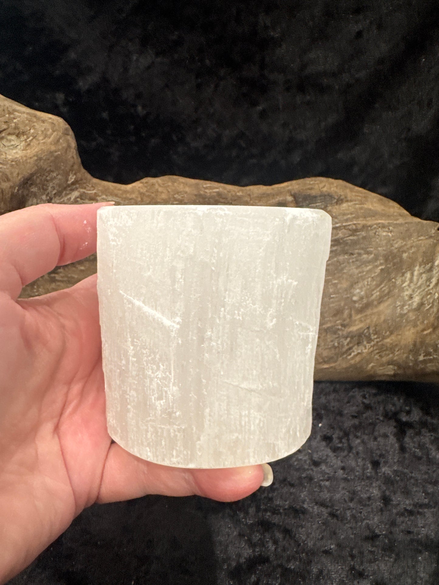 Selenite candle holder
