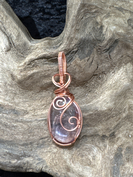 Amethyst pendant - hand wrapped in copper