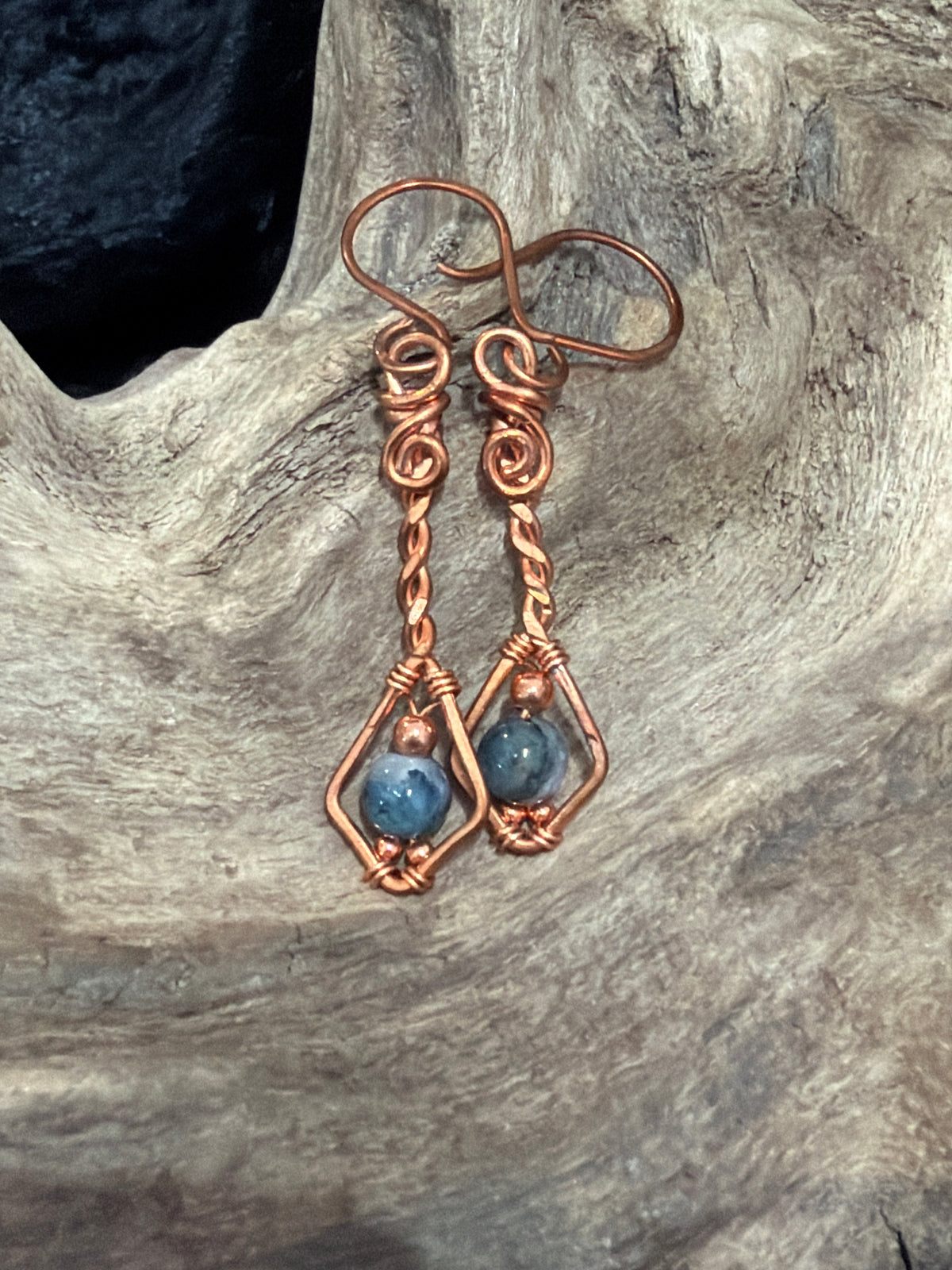 Bohemian Drops - Copper & Gemstone earrings