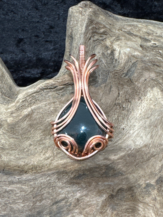Moss Agate wire wrapped pendant