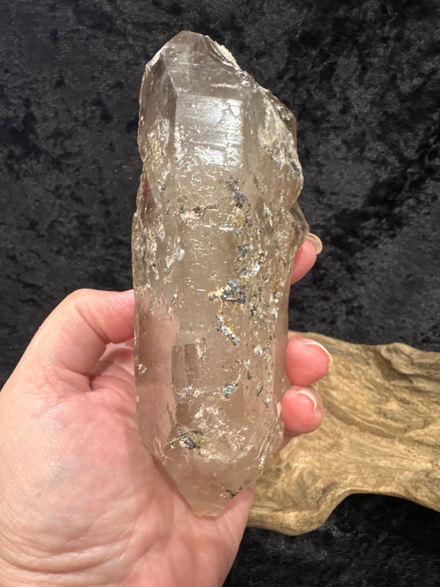 Smoky Quartz Double Terminated with Rutile & Hematite (Natural Formation)