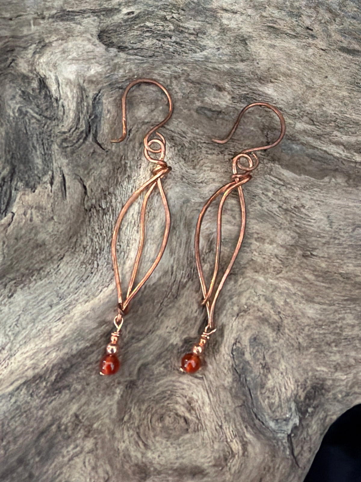 Windswept Leaves - Copper & Gemstone Earrings