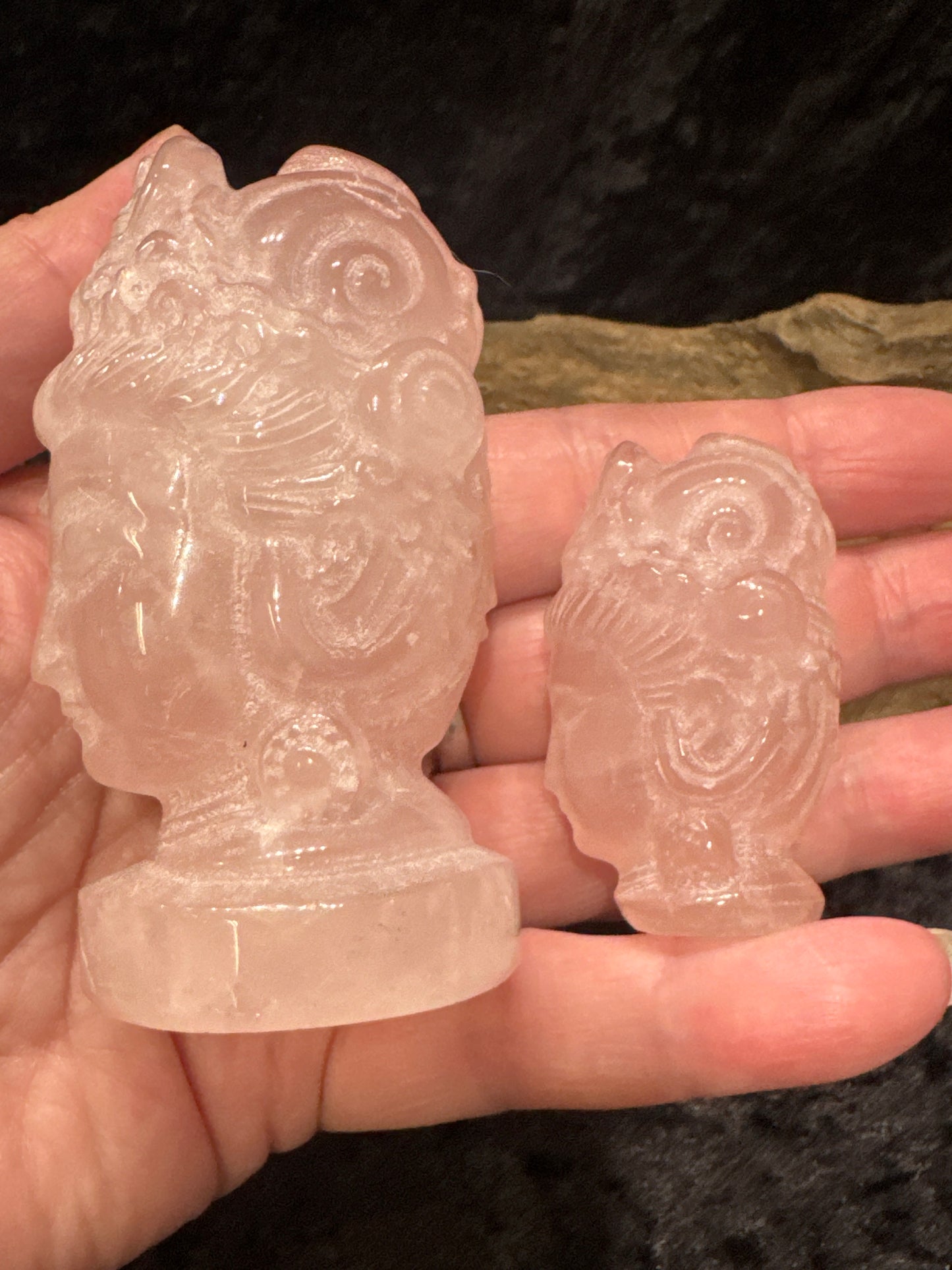 Rose Quartz Kuan Yin Carving