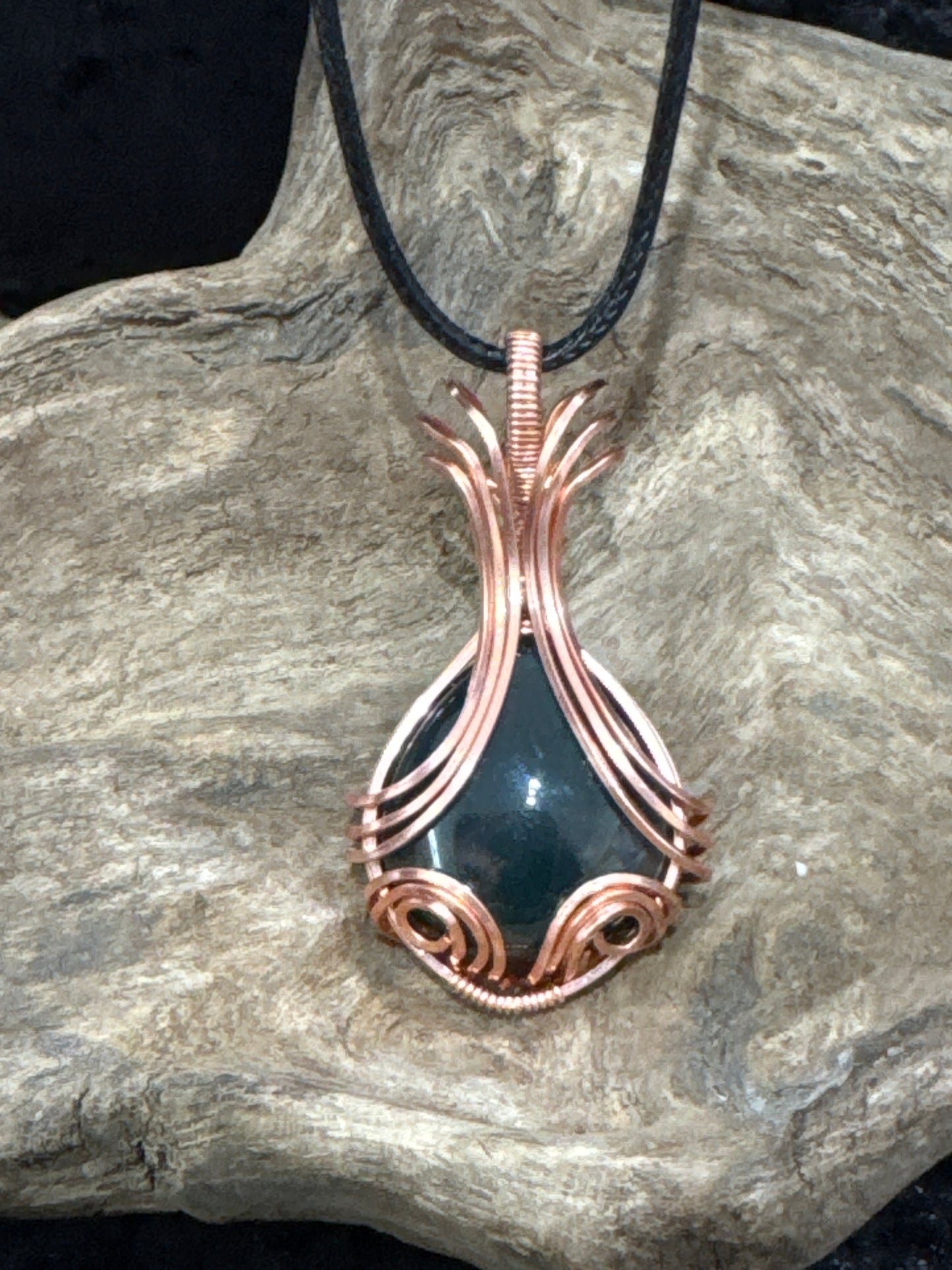 Moss Agate wire wrapped pendant