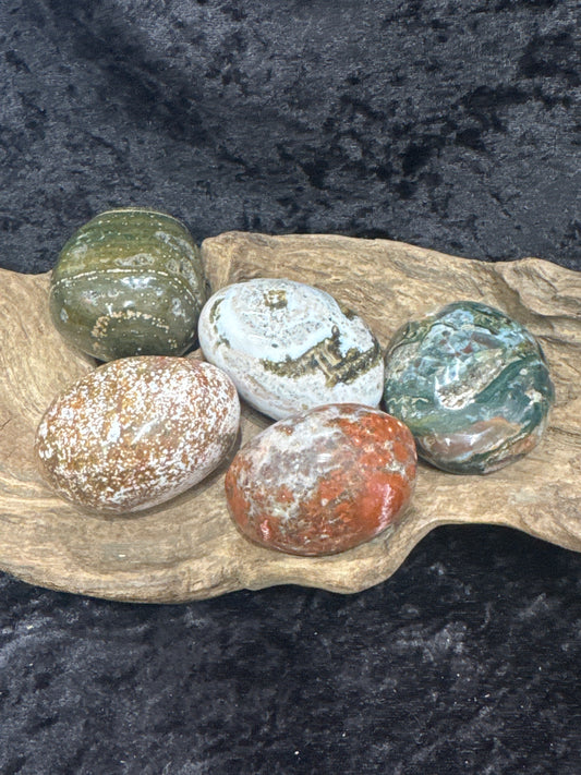 Sea Jasper (orbicular jasper) palm stones