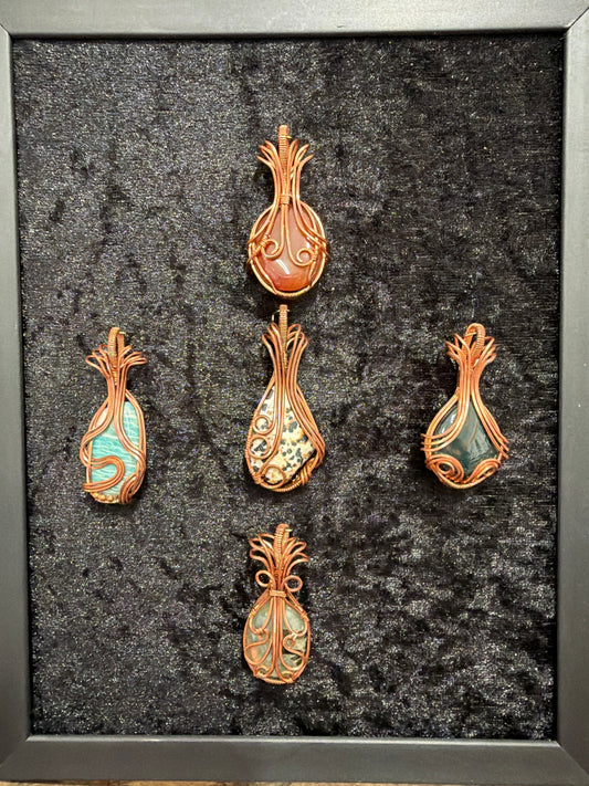 Art Nouveau Inspired — Handcrafted Copper & Gemstone Pendants