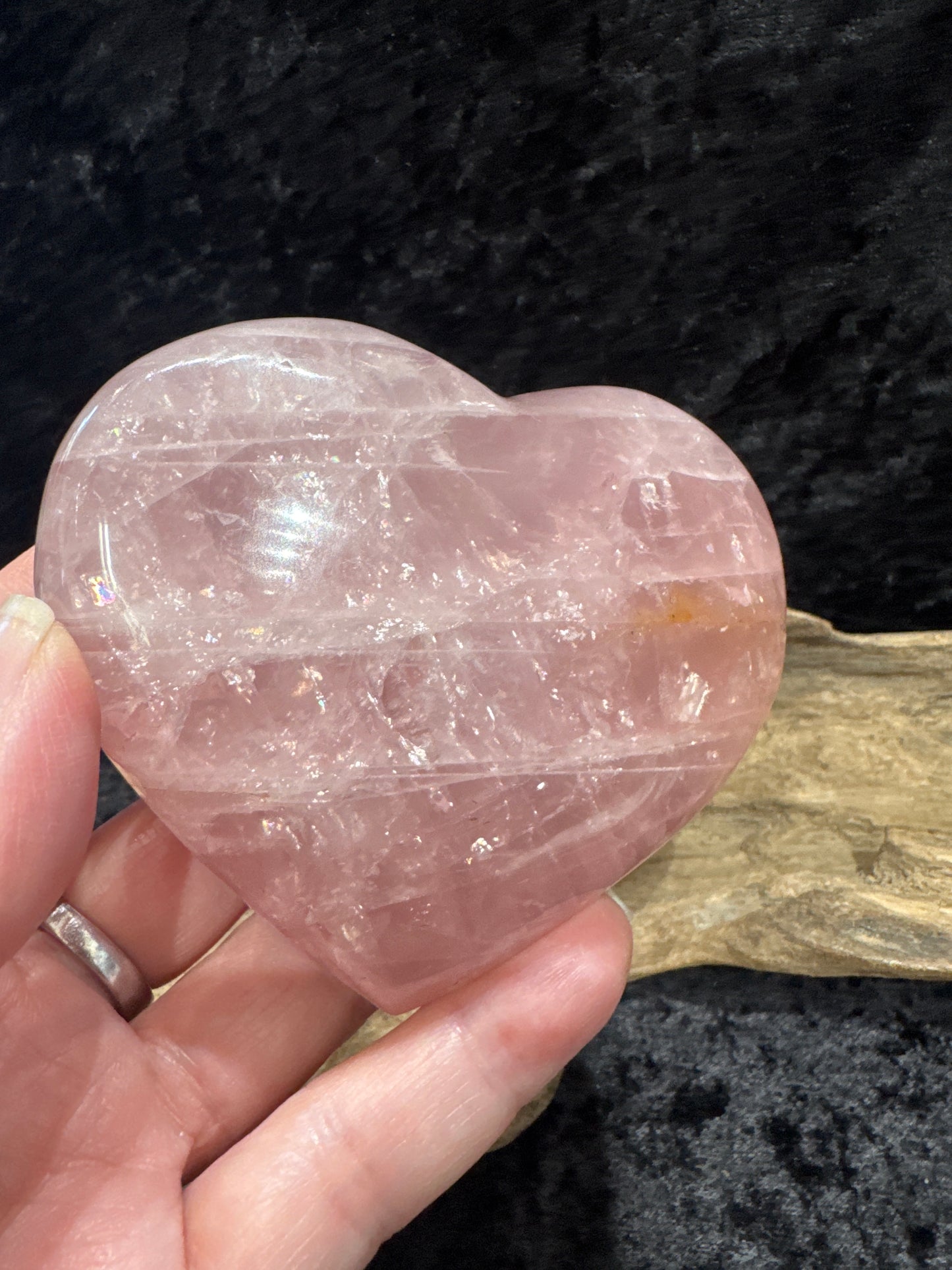 Rose quartz hearts - medium