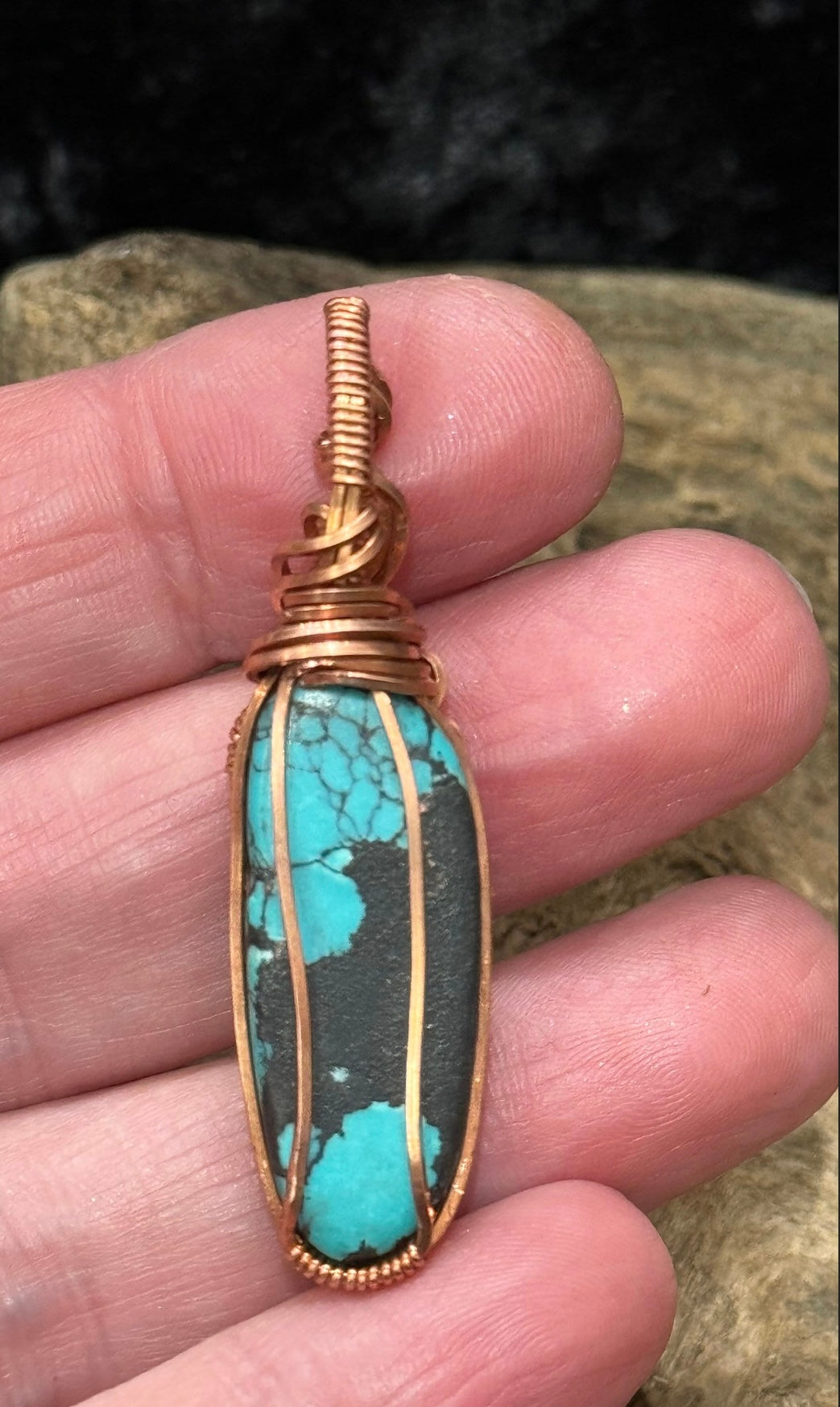 Turquoise (Tibet) wire wrapped pendant - I am whole