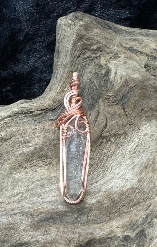 Quartz wire wrapped pendant - I shine