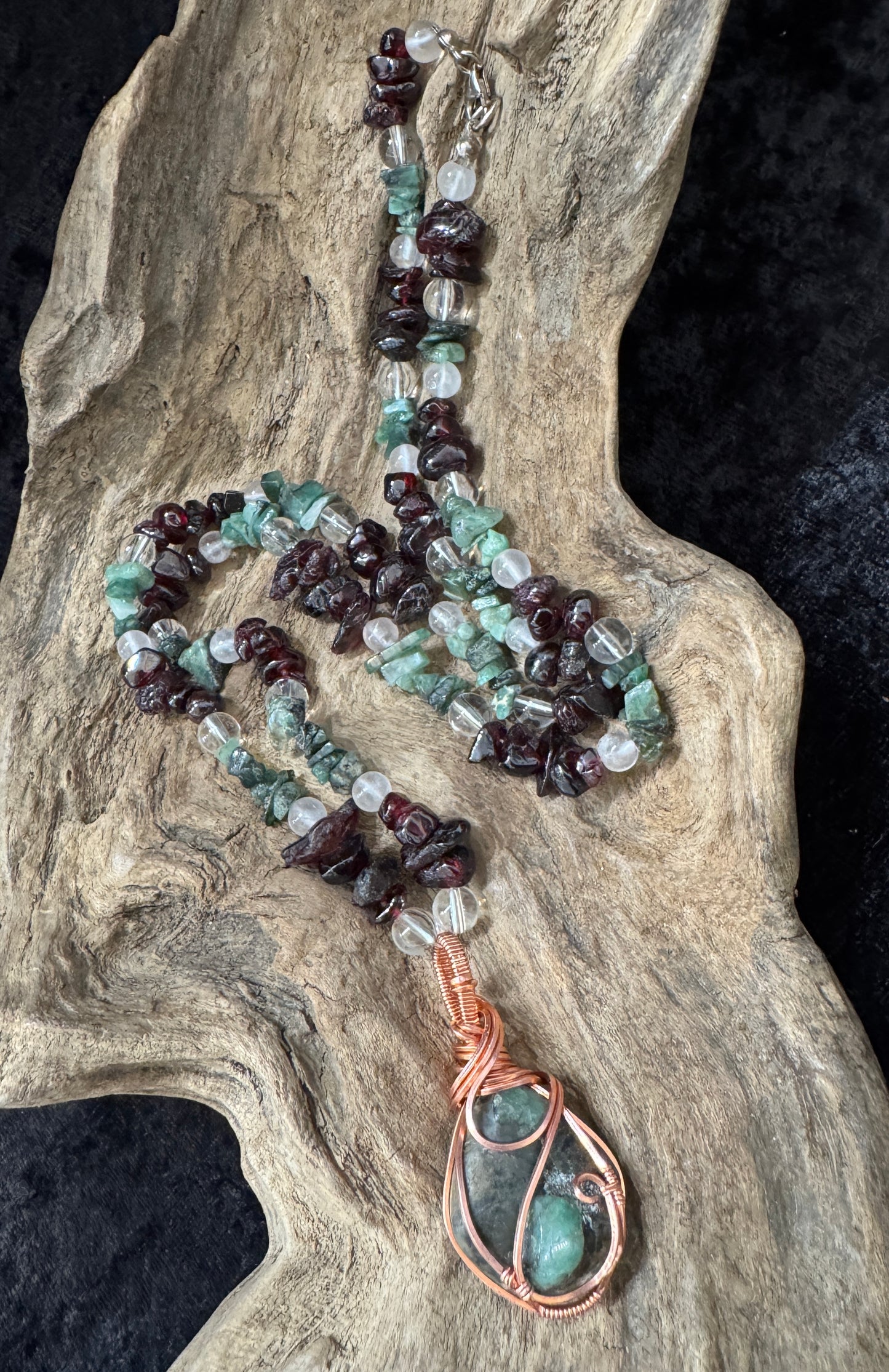Emerald, Garnet, and Quartz | The Wise Heart Necklace