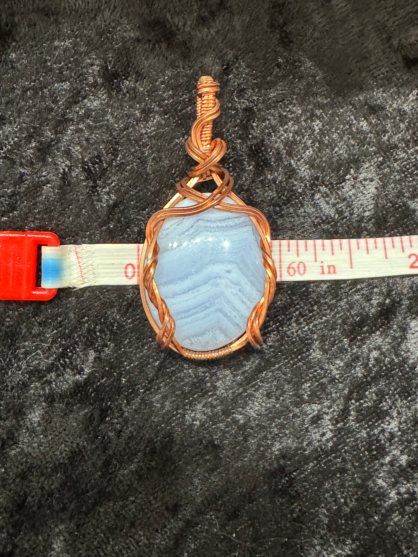 Blue Lace Agate wire wrapped pendant -