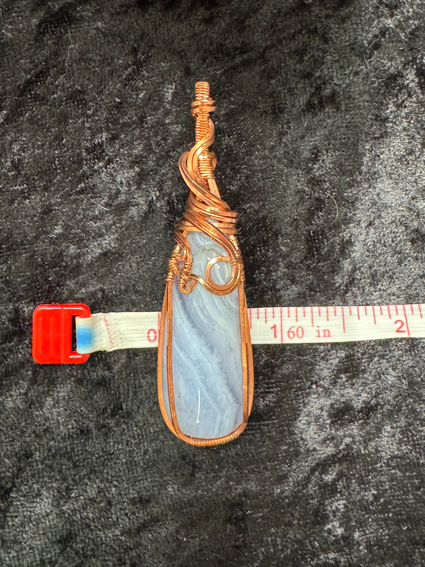 Blue Lace Agate wire wrapped pendant -