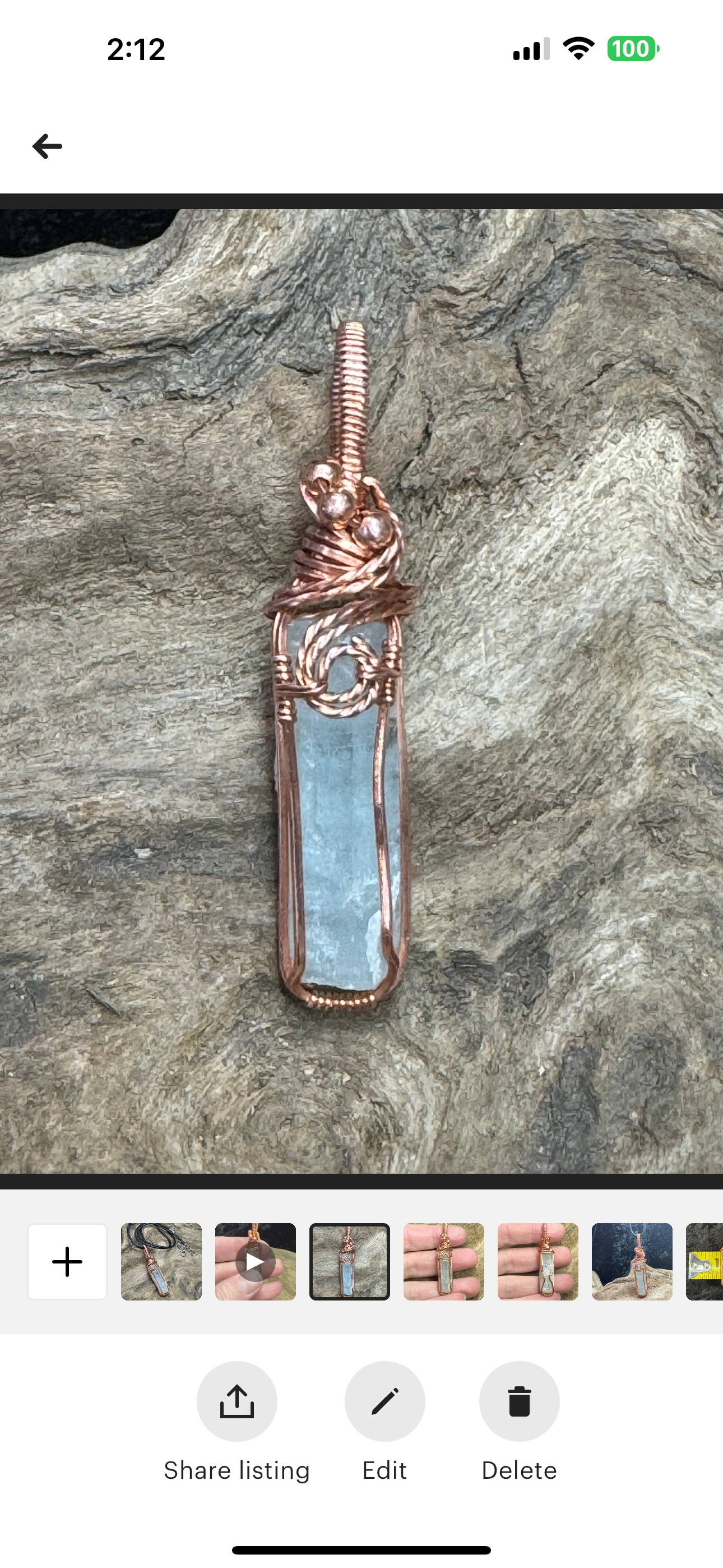 Aquamarine wire wrapped pendant - I am at peace