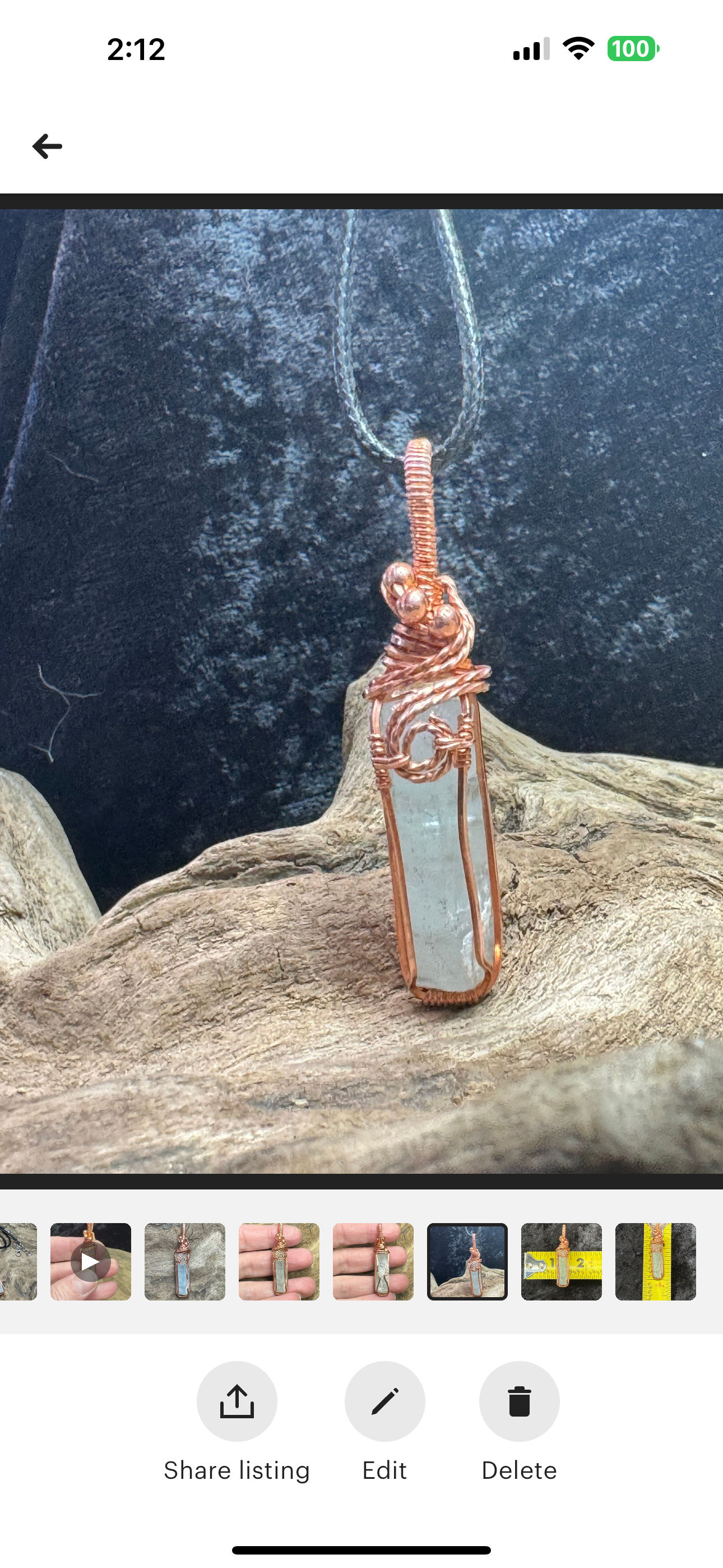Aquamarine wire wrapped pendant - I am at peace