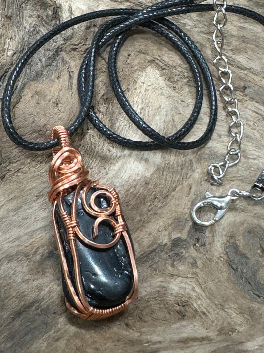 Black Tourmaline wire wrapped pendant - It's all good