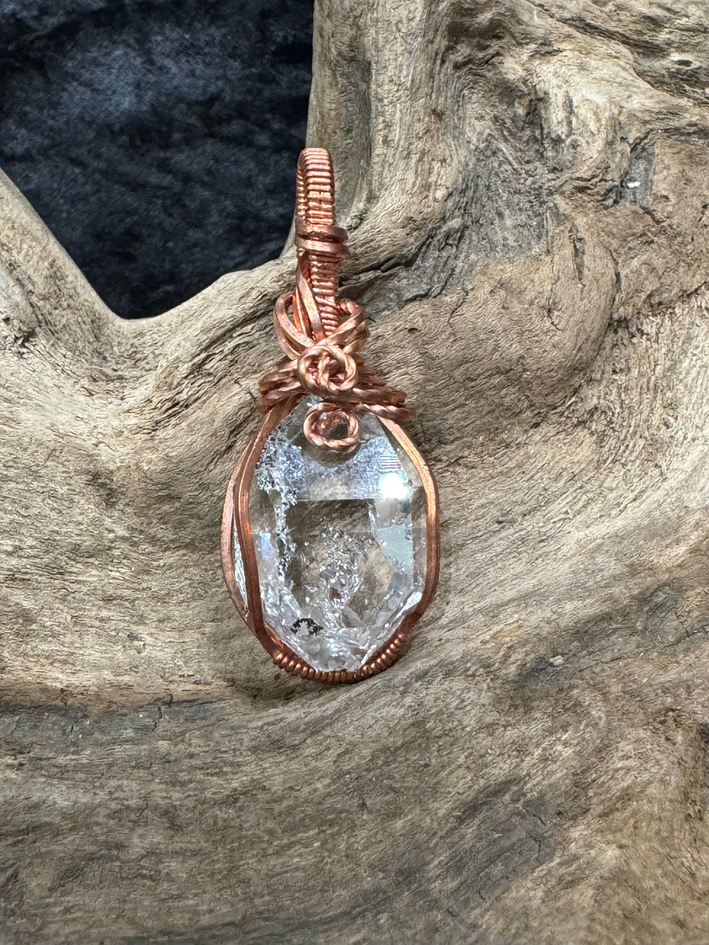 Herkimer Diamond wire wrapped pendant - I am awesome