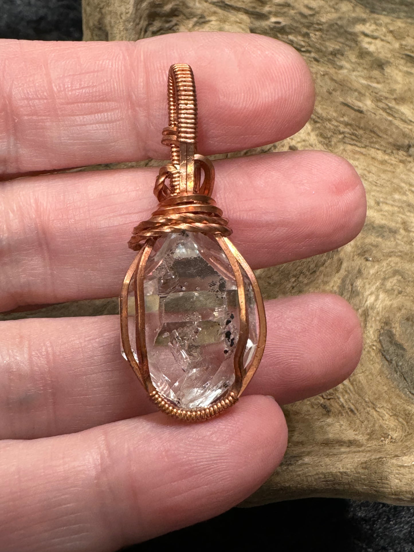 Herkimer Diamond wire wrapped pendant - I am awesome