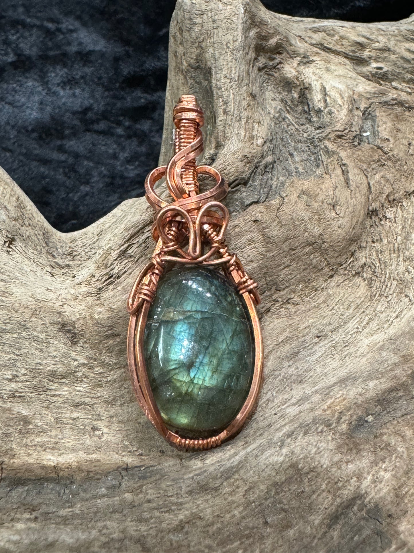 Labradorite wire wrapped pendant - I know