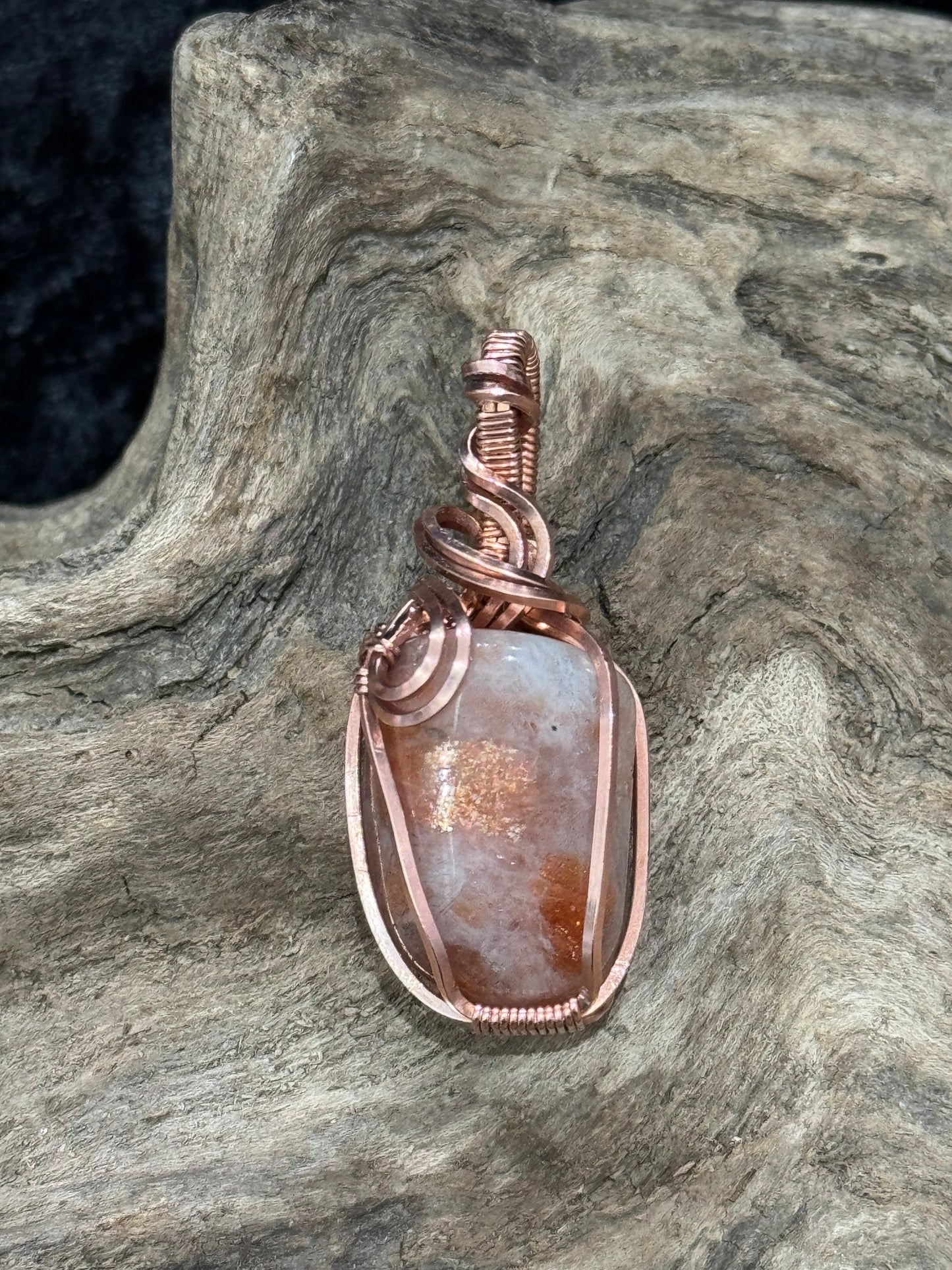 Sunstone wire wrapped pendant - I am happy