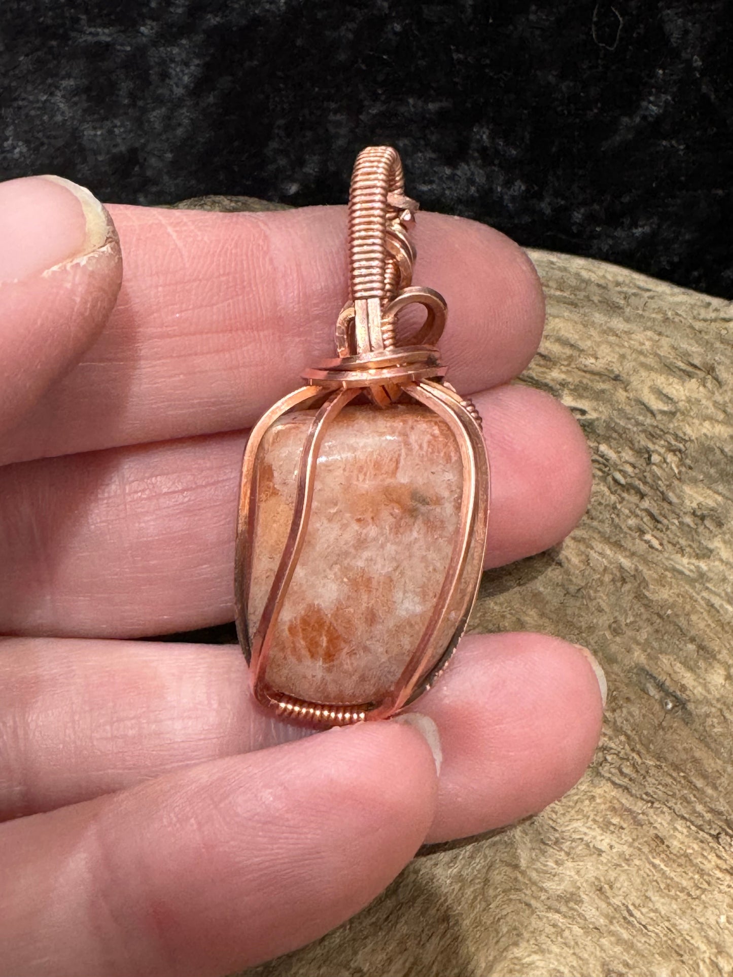 Sunstone wire wrapped pendant - I am happy