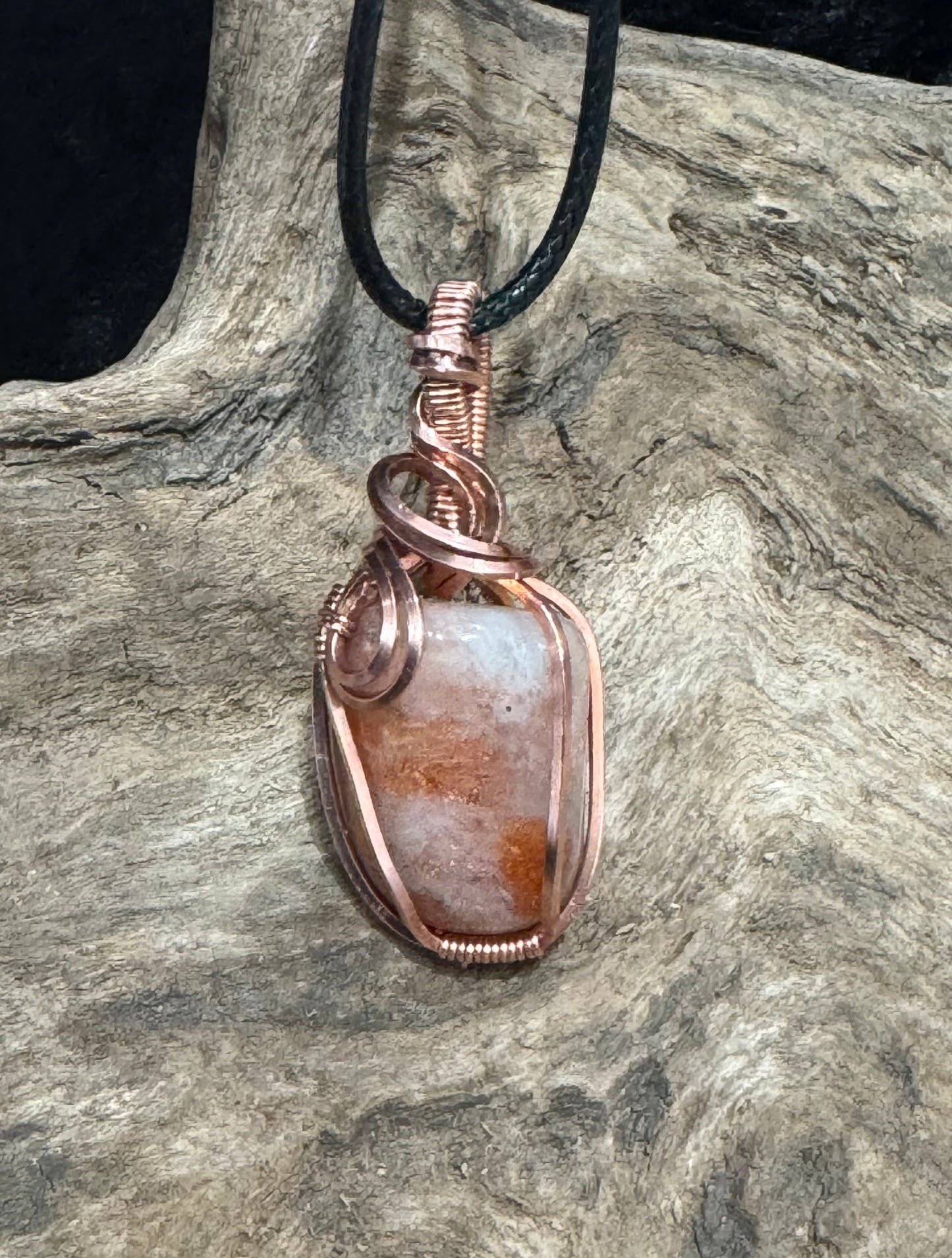 Sunstone wire wrapped pendant - I am happy