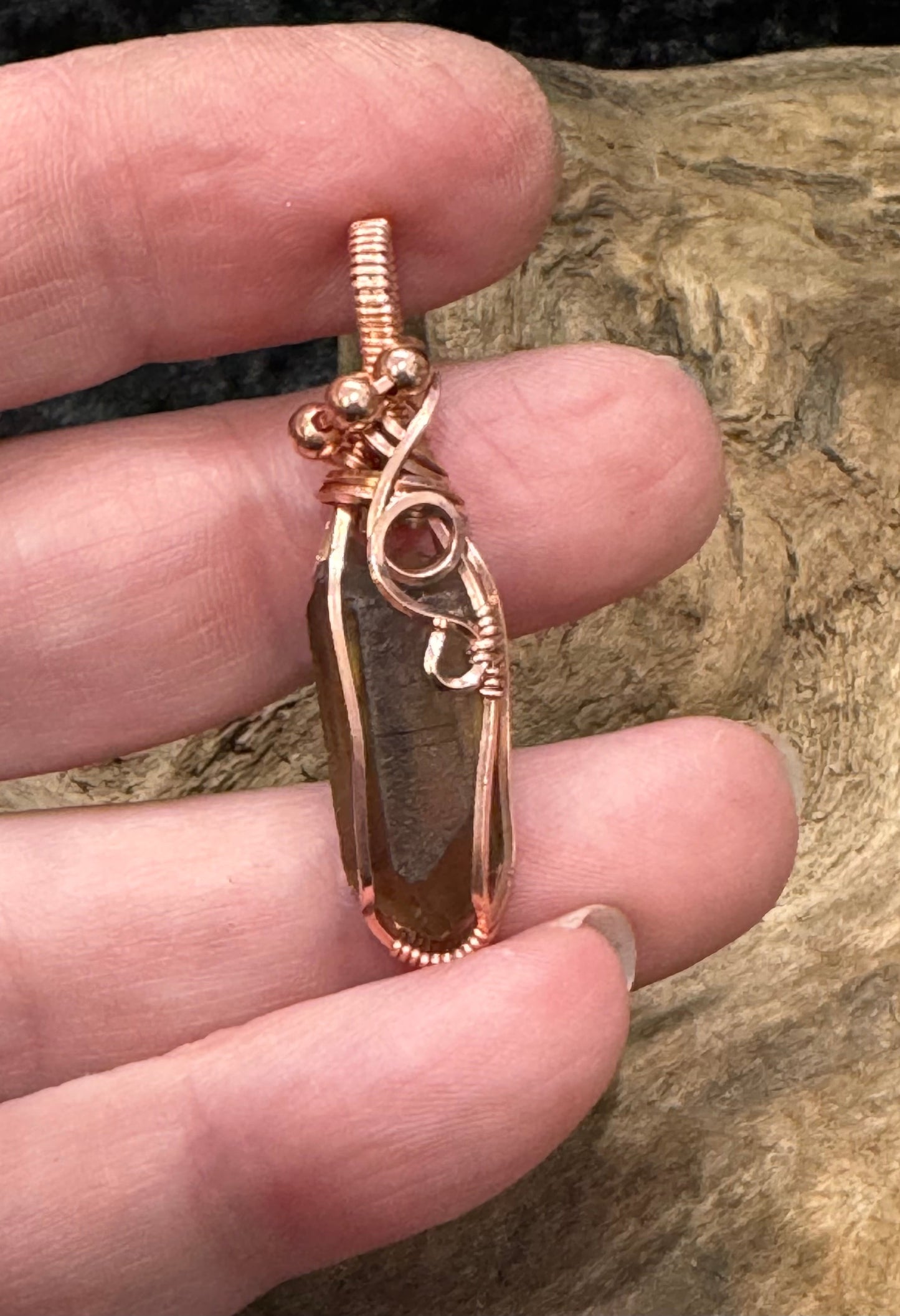 Citrine (natural) wire wrapped pendant - I am joyful