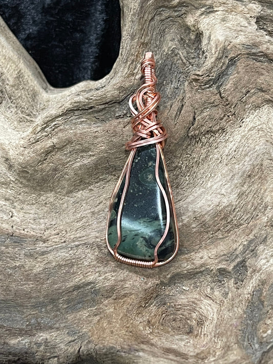 Kambaba “Jasper” wire wrapped pendant - I am peaceful