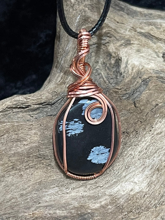 Snowflake Obsidian wire wrapped pendant - I got this