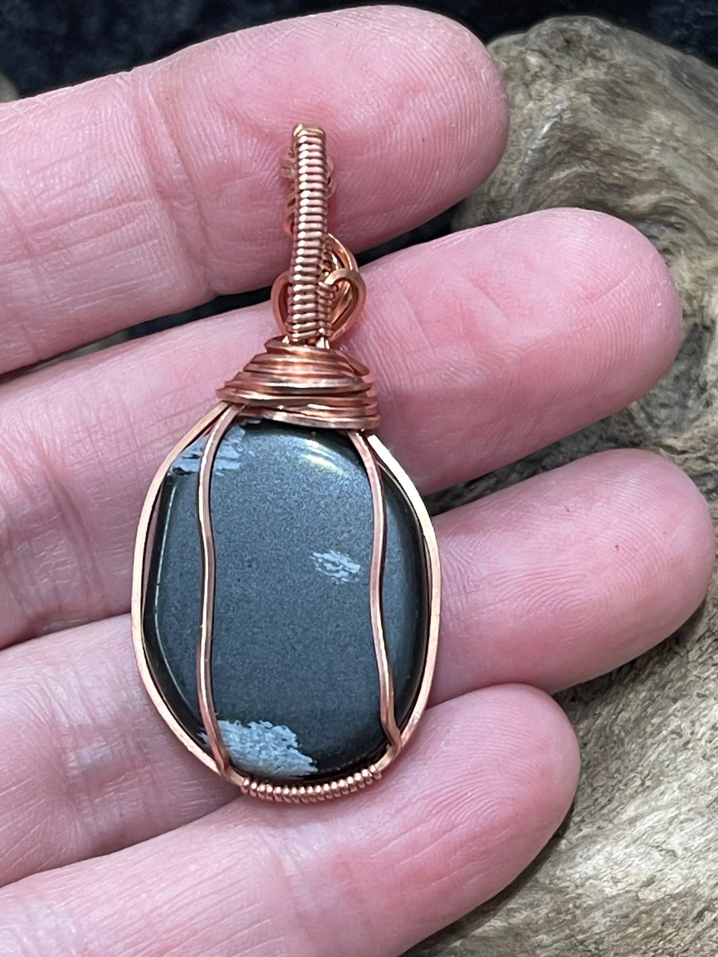 Snowflake Obsidian wire wrapped pendant - I got this