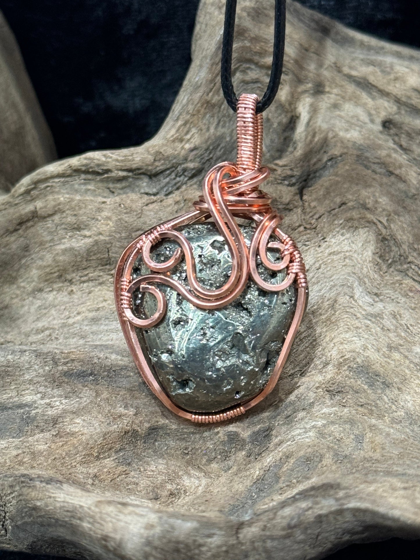Pyrite wire wrapped pendant - I am solid