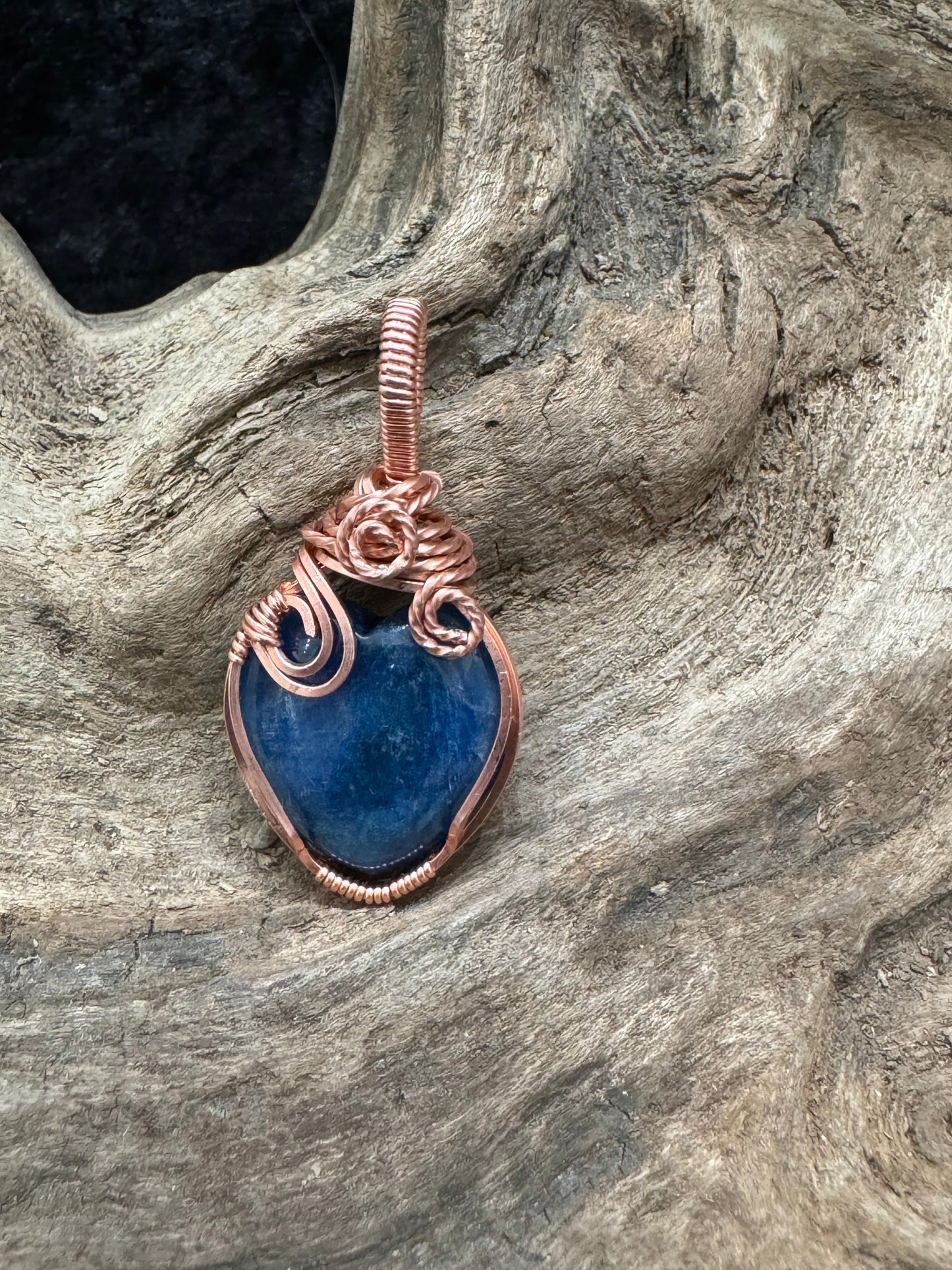 Blue Kyanite wire wrapped pendant - I am calm, clear and balanced