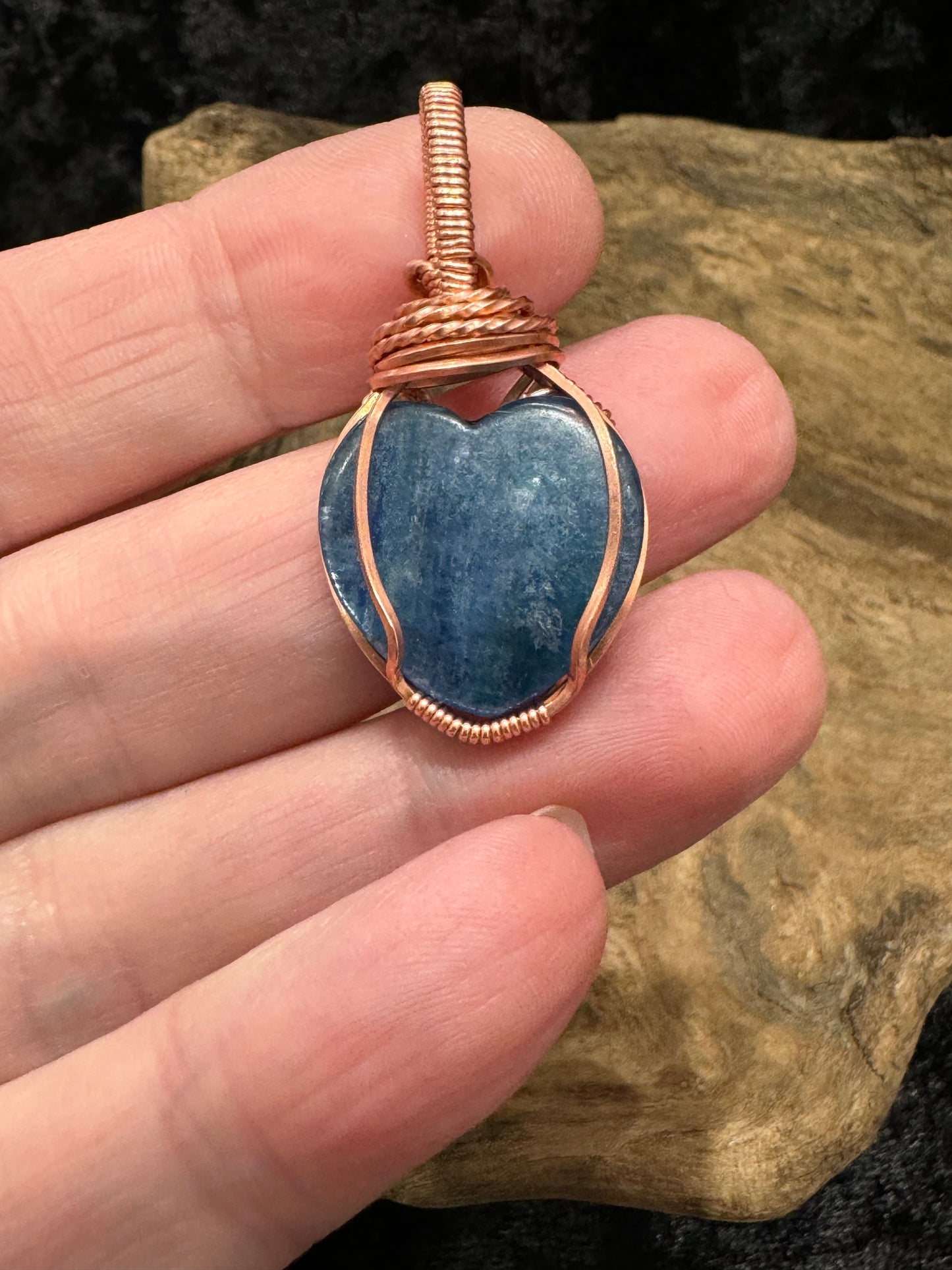 Blue Kyanite wire wrapped pendant - I am calm, clear and balanced