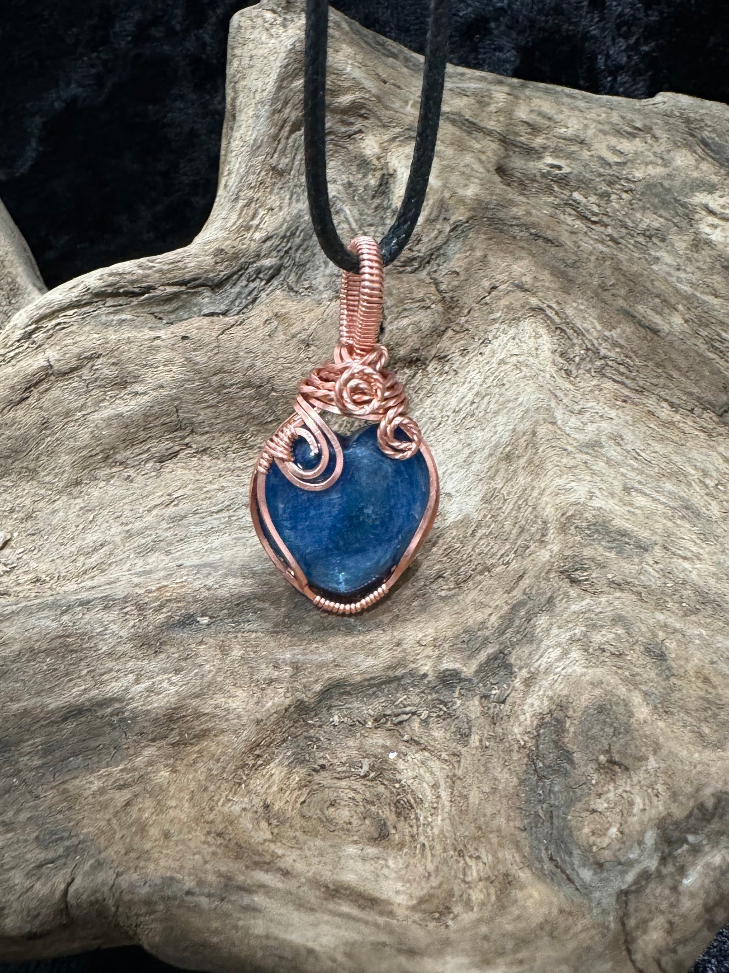 Blue Kyanite wire wrapped pendant - I am calm, clear and balanced