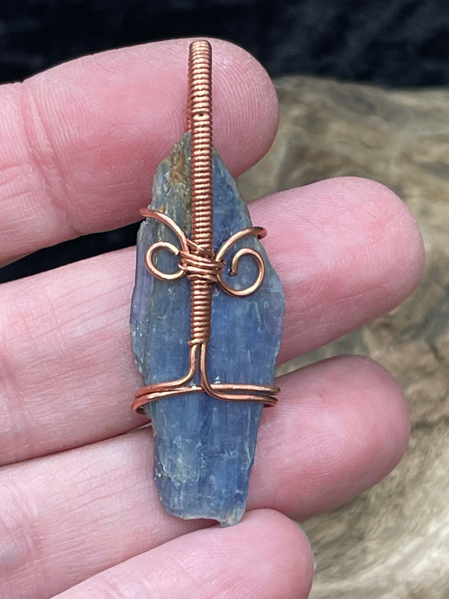 Blue Kyanite wire wrapped pendant - I am calm, clear and balanced