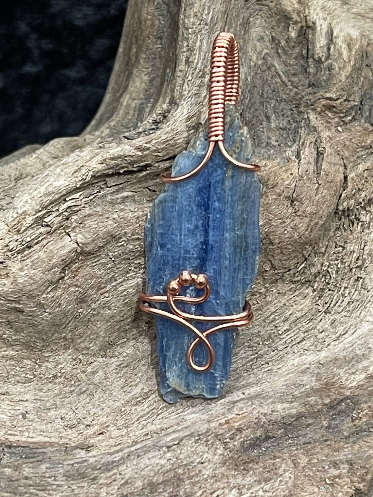 Blue Kyanite wire wrapped pendant - I am calm, clear and balanced