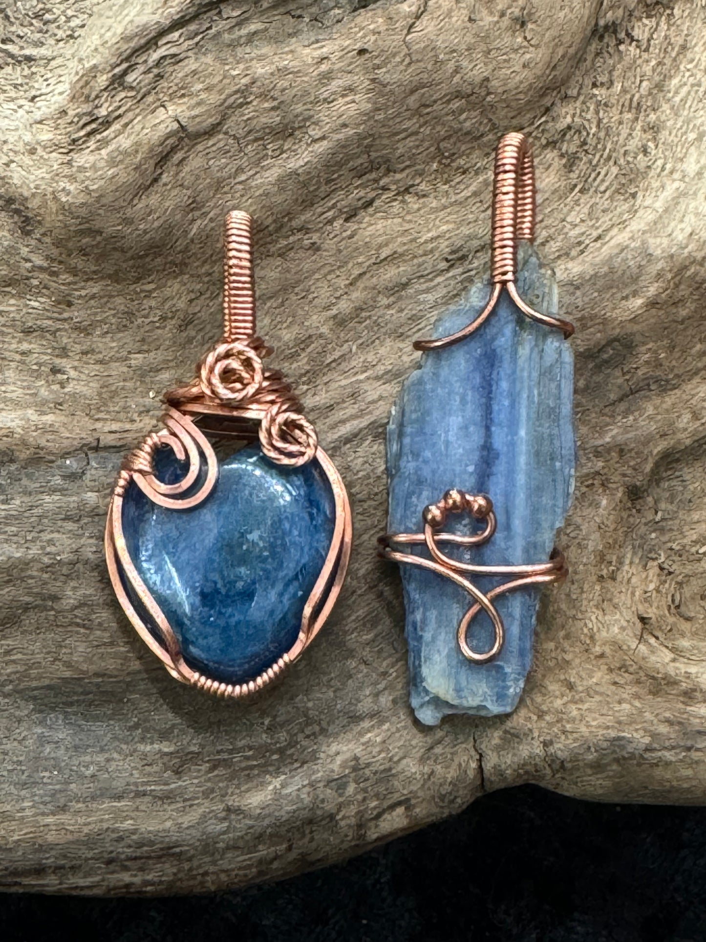 Blue Kyanite wire wrapped pendant - I am calm, clear and balanced