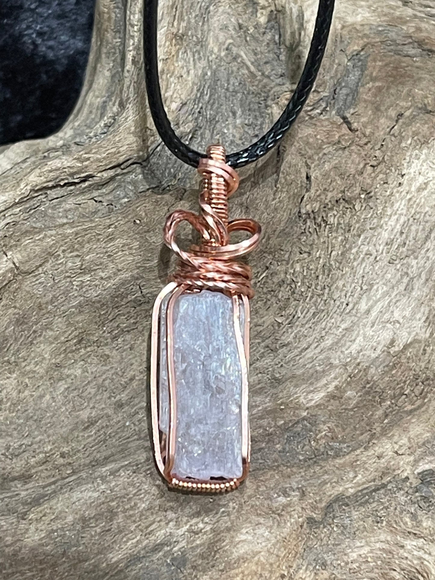 Kunzite wire wrapped pendant - I am loved