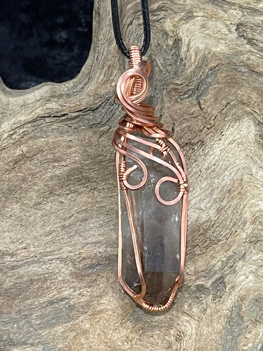 Smokey Quartz wire wrapped pendant -