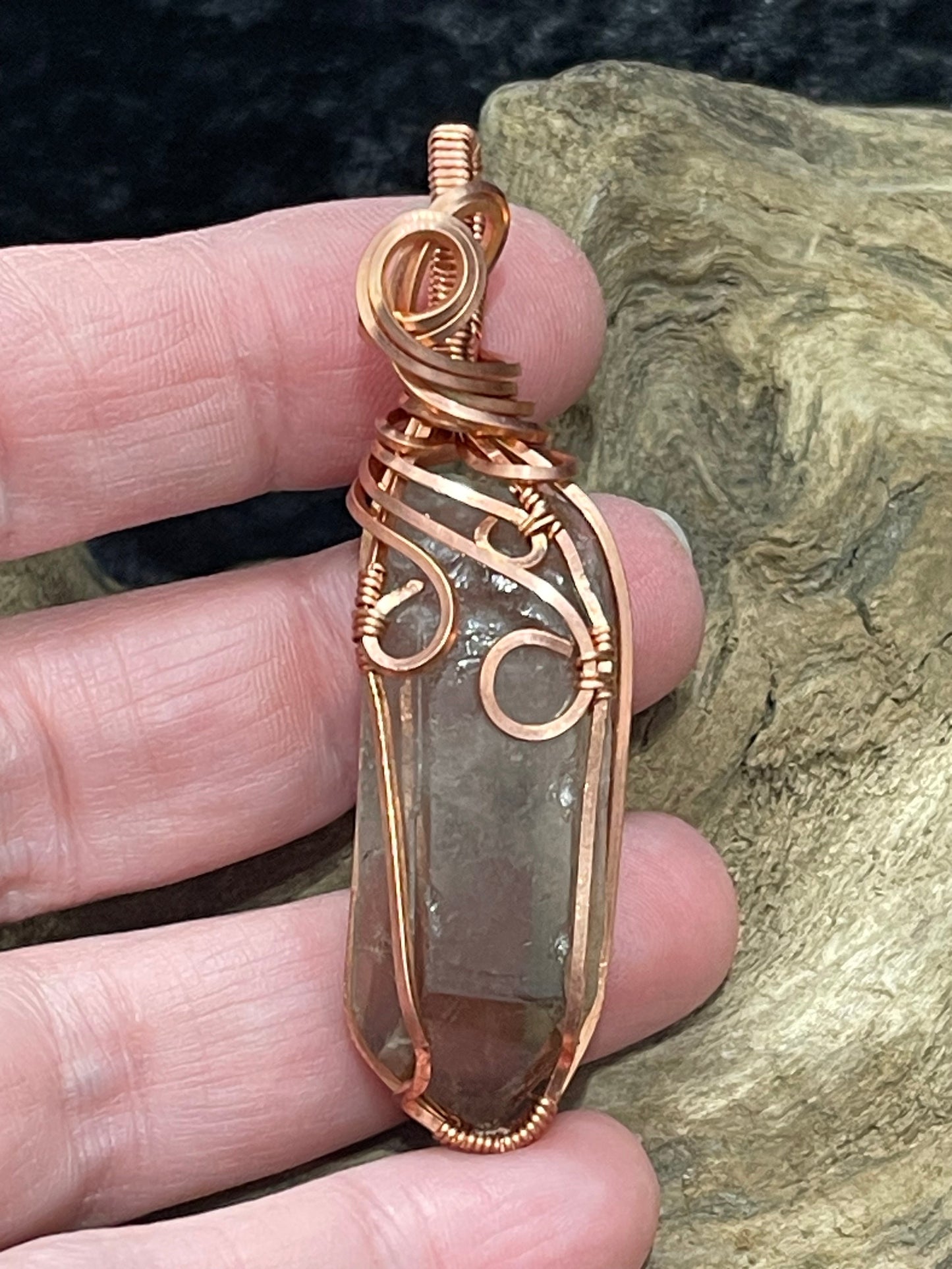 Smokey Quartz wire wrapped pendant - I am fearless