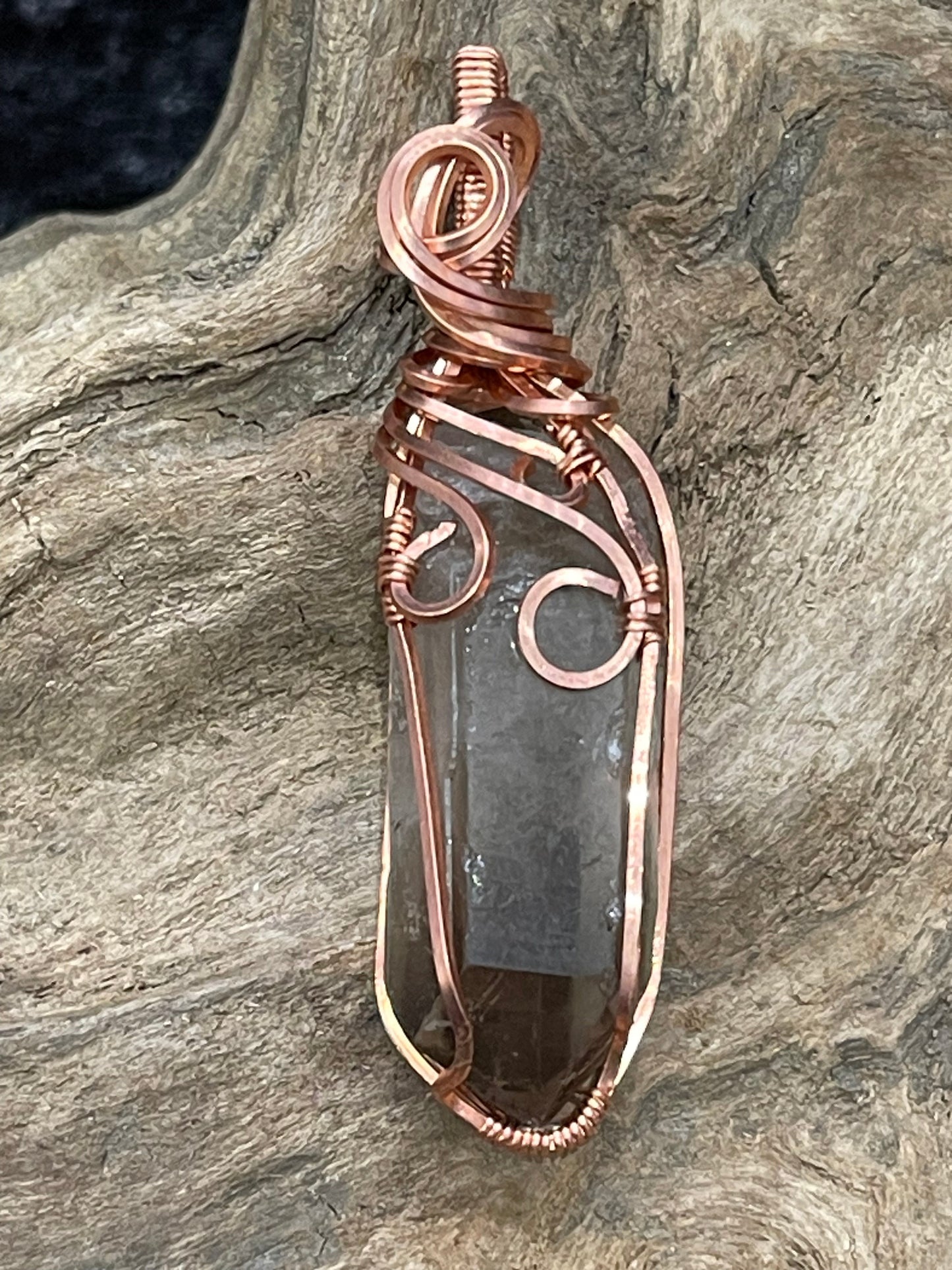 Smokey Quartz wire wrapped pendant - I am fearless