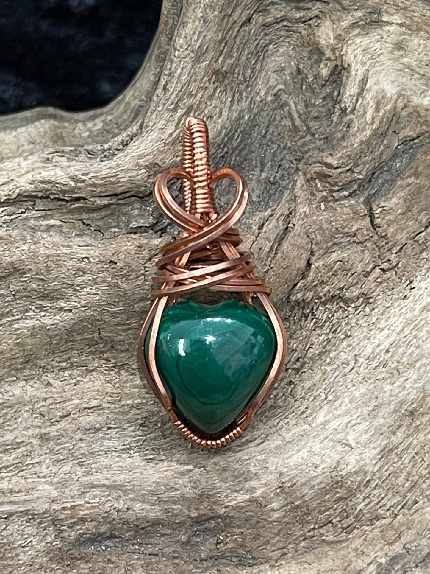 Malachite wire wrapped pendant - I am transforming my life