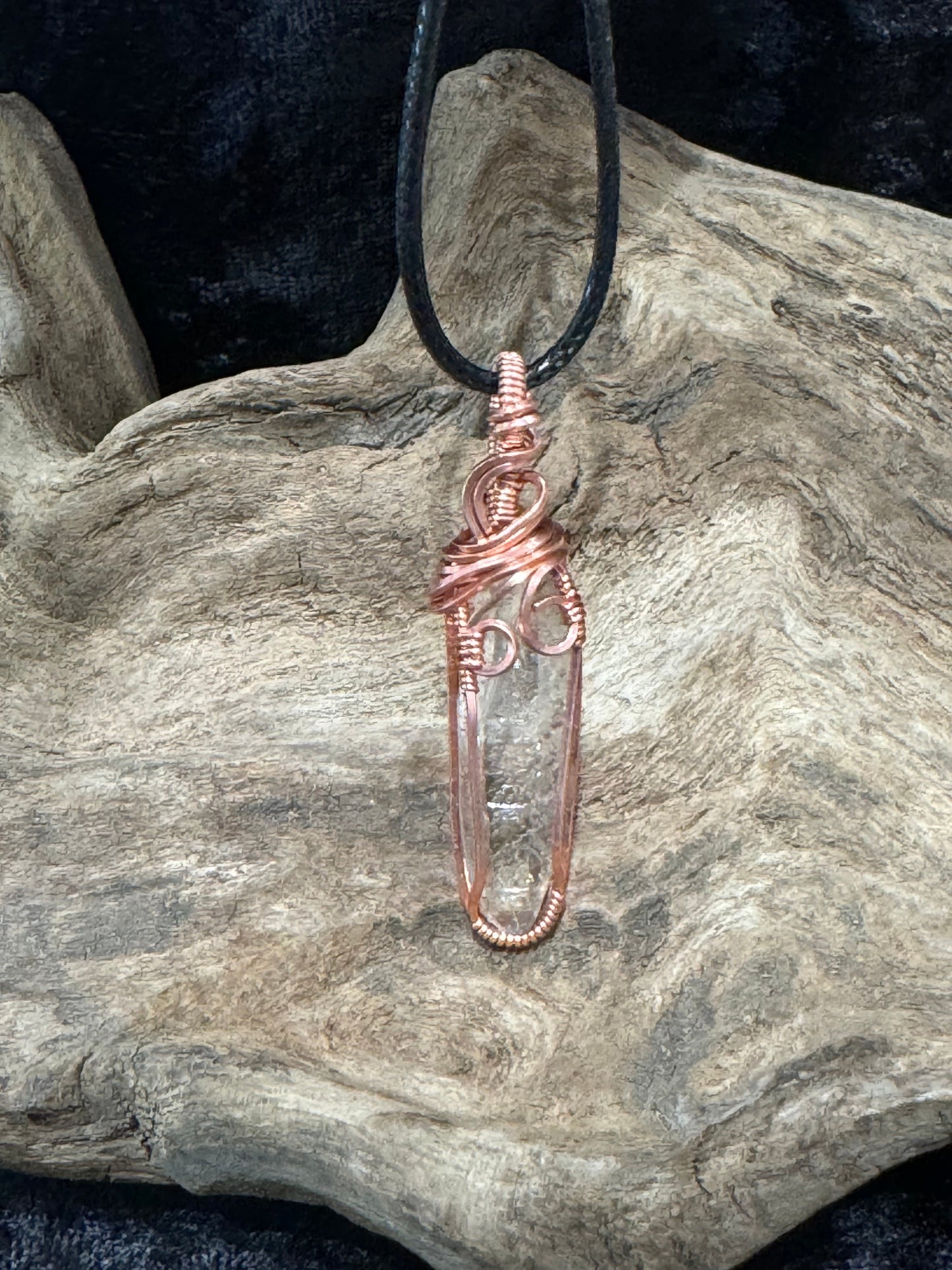 Quartz wire wrapped pendant - I shine