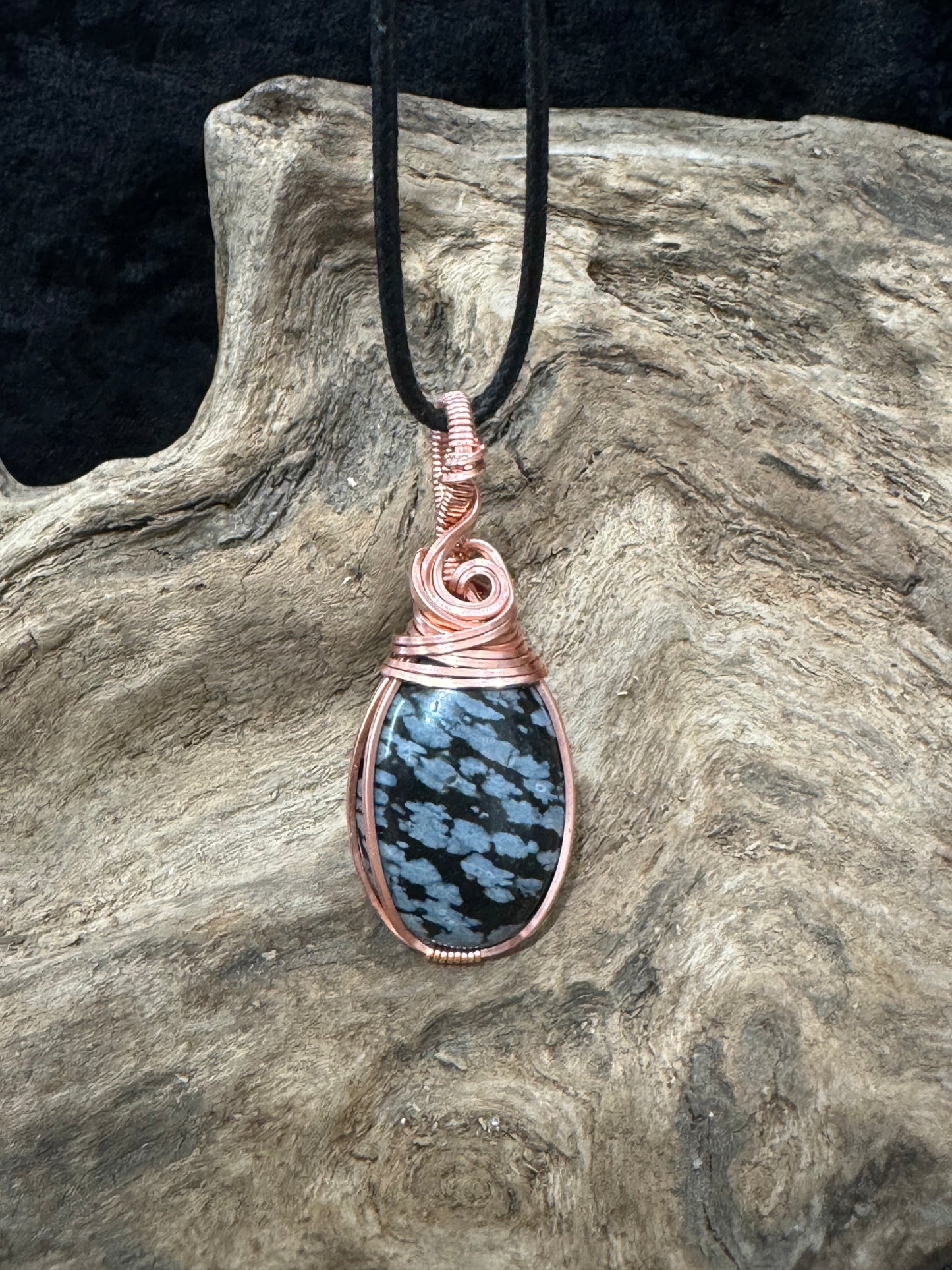 Snowflake Obsidian wire wrapped pendant - I got this